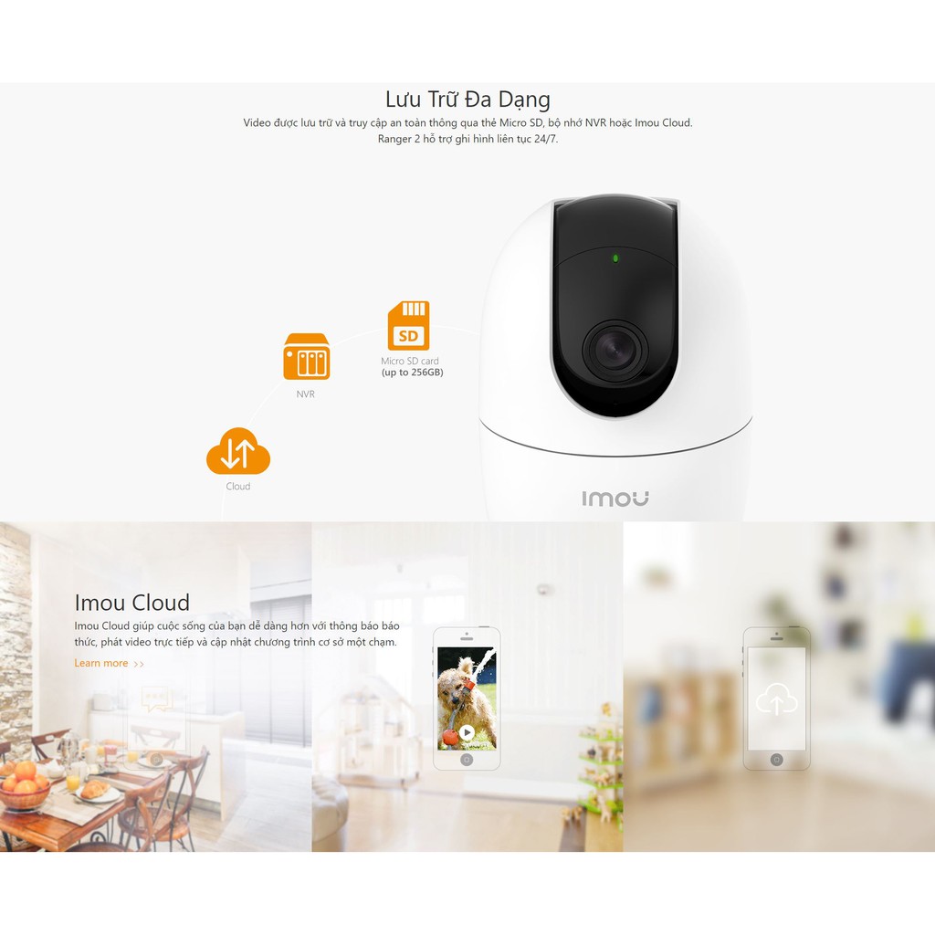 Camera Imou Ranger 2 bản 2MP/4MP (Imou A22EP) camera 360 ° Chuẩn nén H265, Theo dõi chuyển động, Đàm thoại 2 chiều | BigBuy360 - bigbuy360.vn