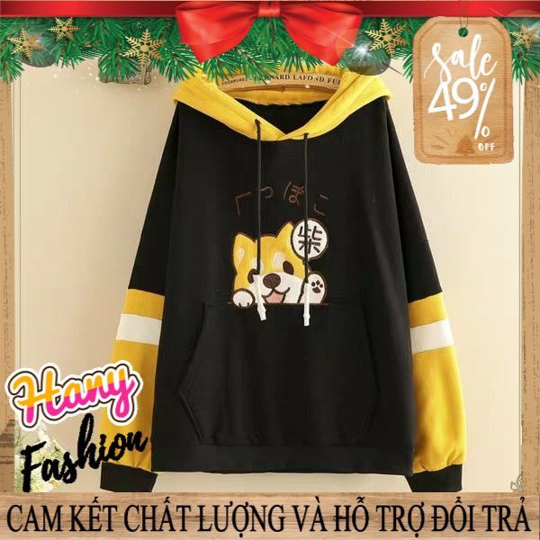 Áo Khoác, Áo Hoodie nỉ bông Cún Corgi có nón phía sau cực xinh xắn đáng yêu - Hany Shop