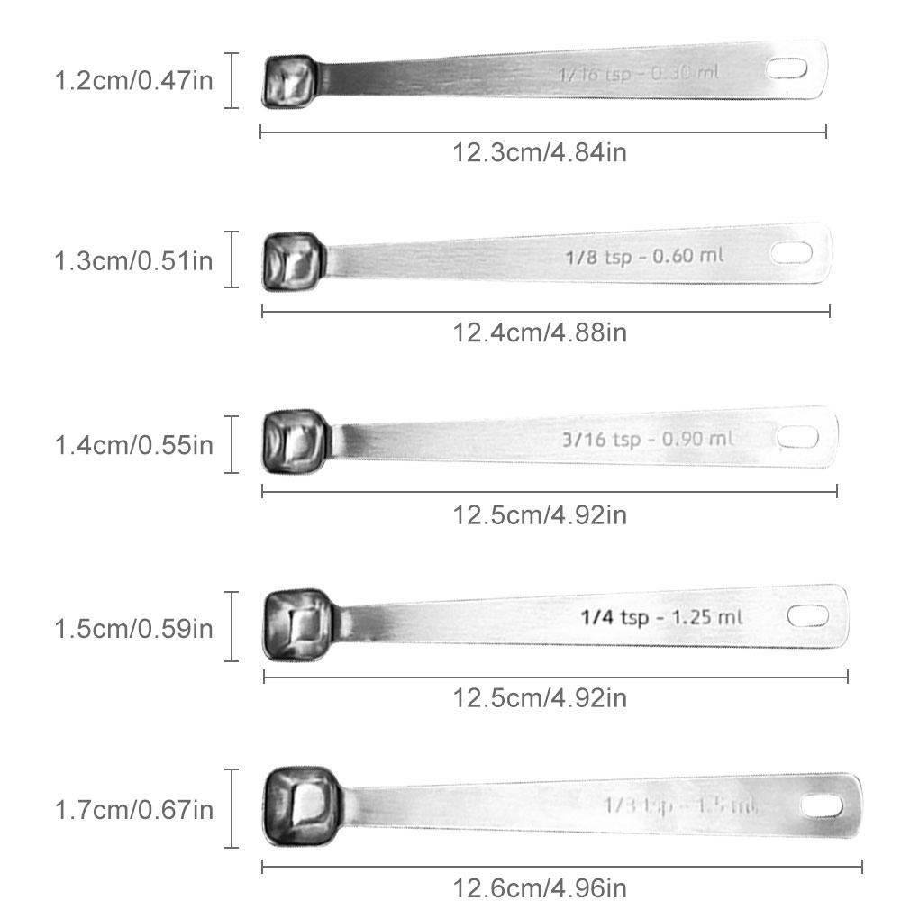 Bộ 5 Muỗng Đo Lường Bằng Thép Không Gỉ
