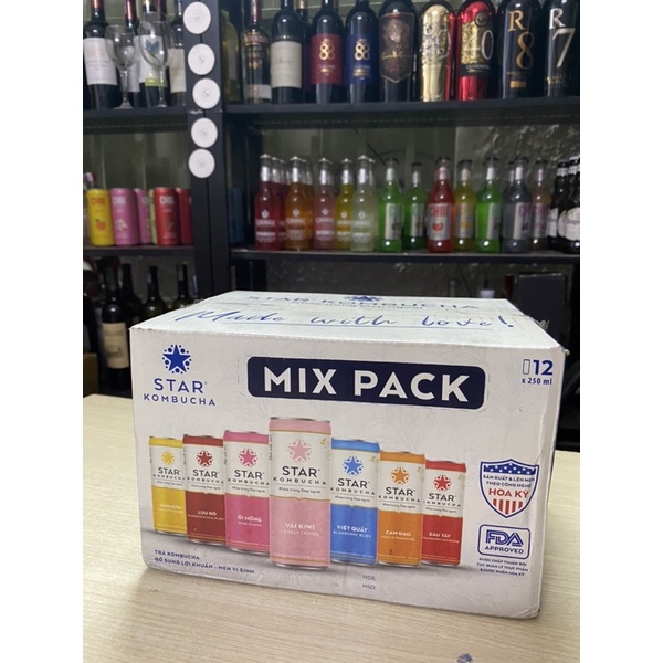 Combo 1 Thùng Mix 12 Lon Trà STAR KOMBUCHA 250ml