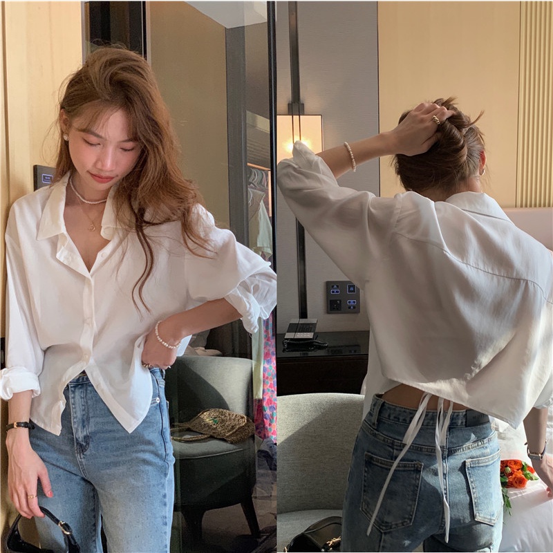 SUXI Áo Sơ Mi Tay Dài Chống Nắng Màu Sắc Đơn Giản Phong Cách Hàn Quốc Thời Trang Mùa Hè Cho Nữ