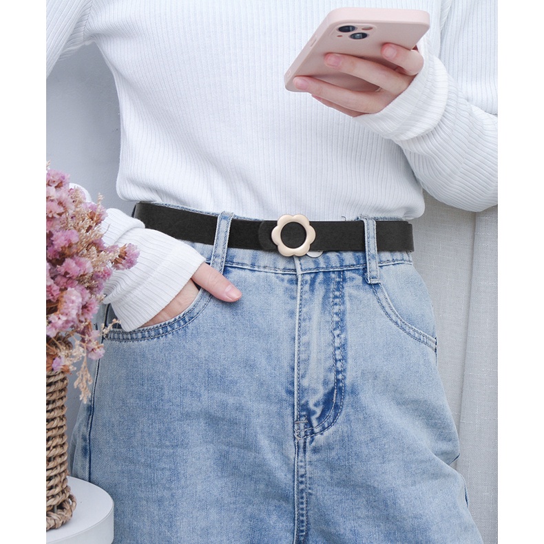 Thắt Lưng Da Khóa Kim Loại Hình Hoa Phong Cách Boho Cho Nữ