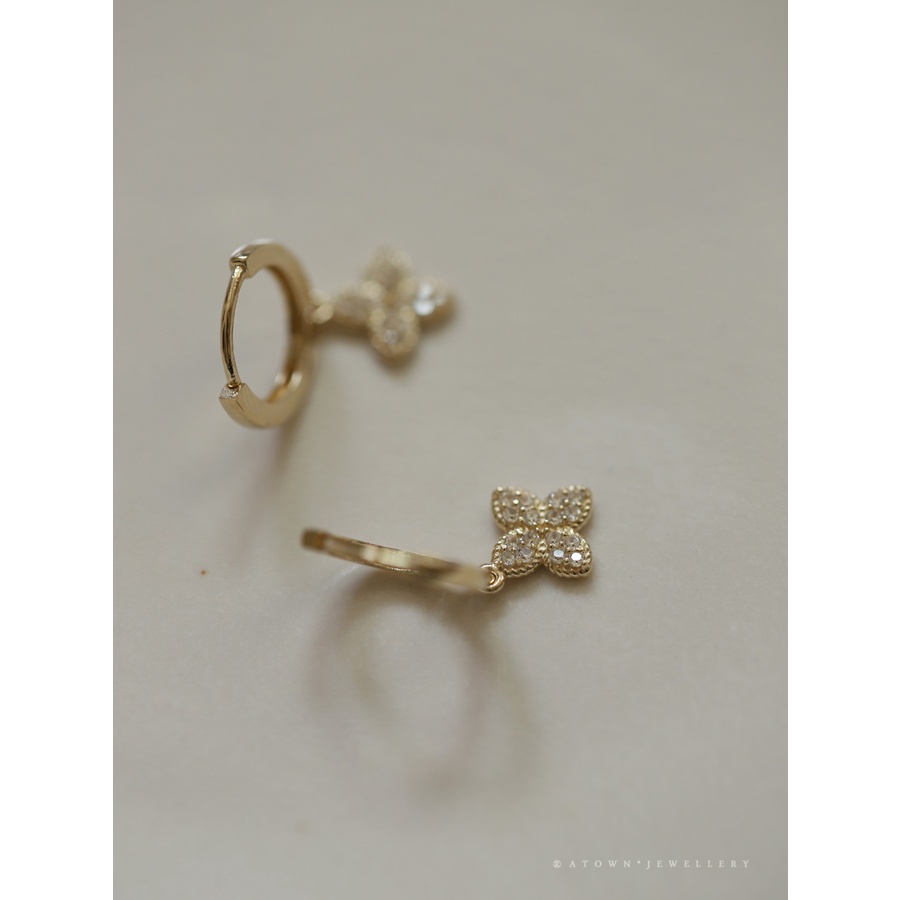 Bông Tai Mạ Bạc 925 Đính Đá Kim Cương Nhân Tạo Phong Cách Hàn Quốc Thời Trang Mùa Hè