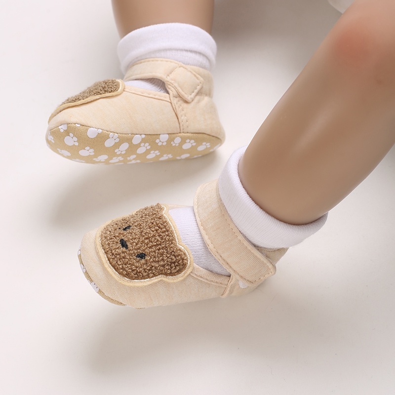 Giày Đế Mềm Màu Trơn Họa Tiết Hoạt Hình Dễ Phối Đồ Cho Bé Trai 0-18 Tháng Tuổi