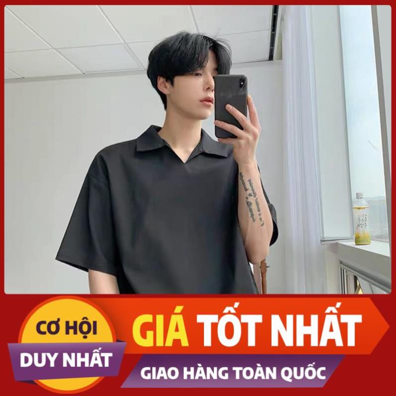 Áo Sơ Mi Tay Lỡ Cổ Chui Basic Trơn, Form Rộng, Unisex Nam Nữ Tay Ngắn Style Hàn Quốc SMC4 MrHero