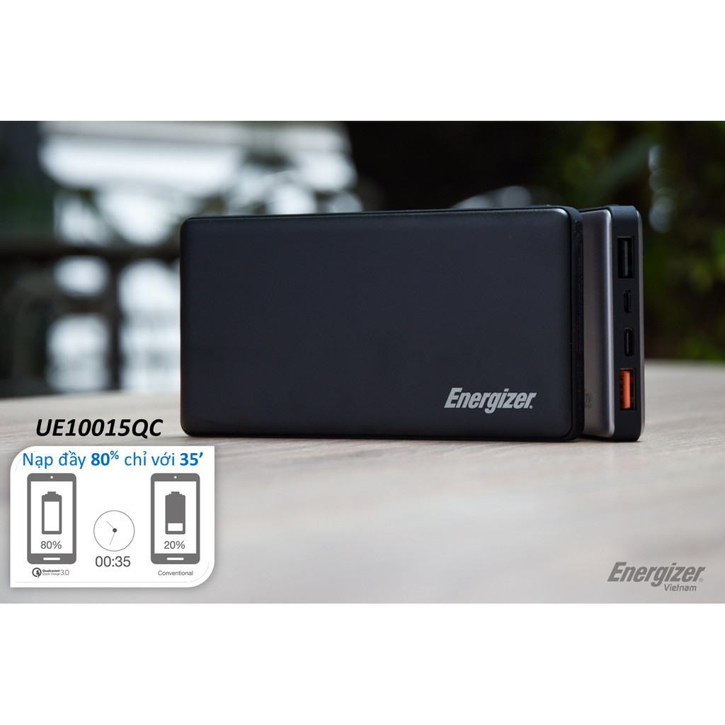 Pin sạc dự phòng Energizer 10,000mAh Quick Charge 3.0 UE10015CQ - Hàng Chính Hãng, Bảo