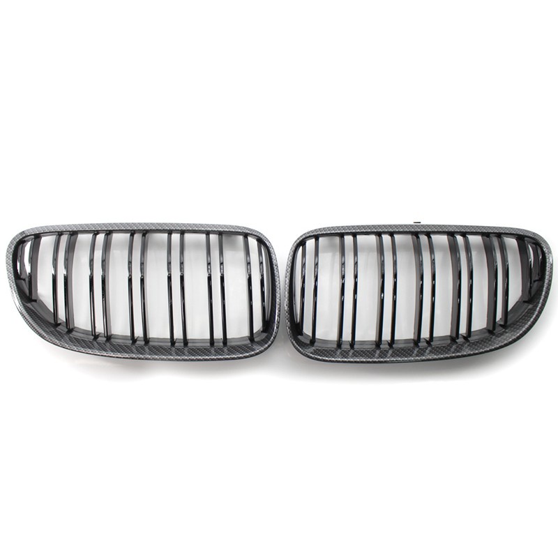 Front Kidney Grille Glossy Black Carbon Fiber Double Line Grill for BMW E92 E93 3 Series Coupe/Convertible 2010-2013