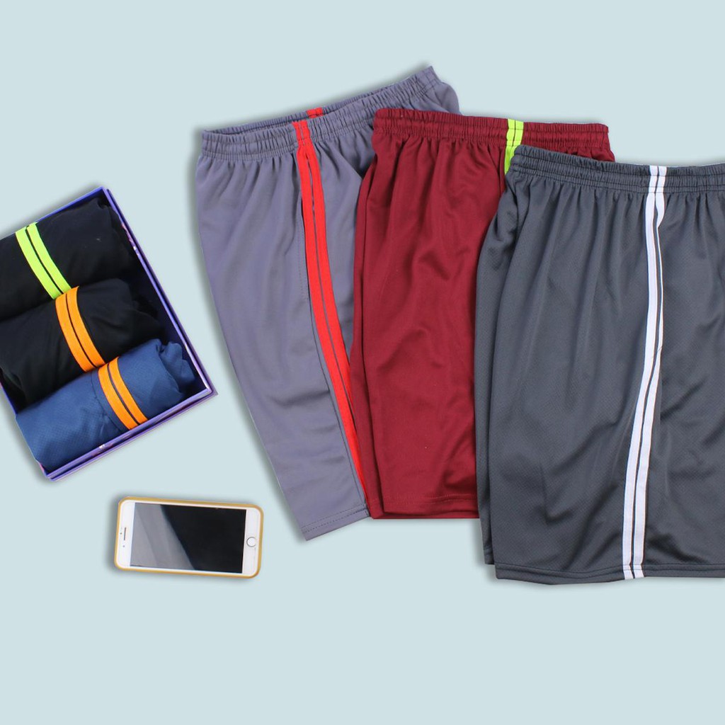 Combo 3 quần thun nam mặc nhà loại 3 sọc vải thun mát loại quần đùi nam thể thao vận động thoải mái