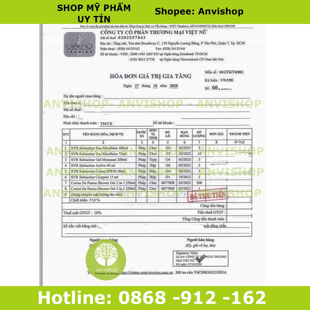 Nước tẩy trang SVR