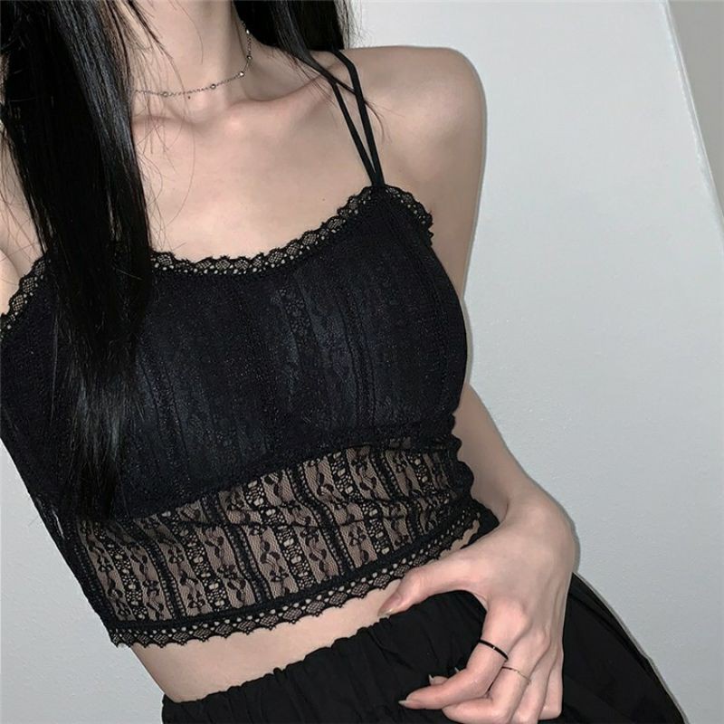 Áo Bralette Mút Mỏng Phối Ren Croptop