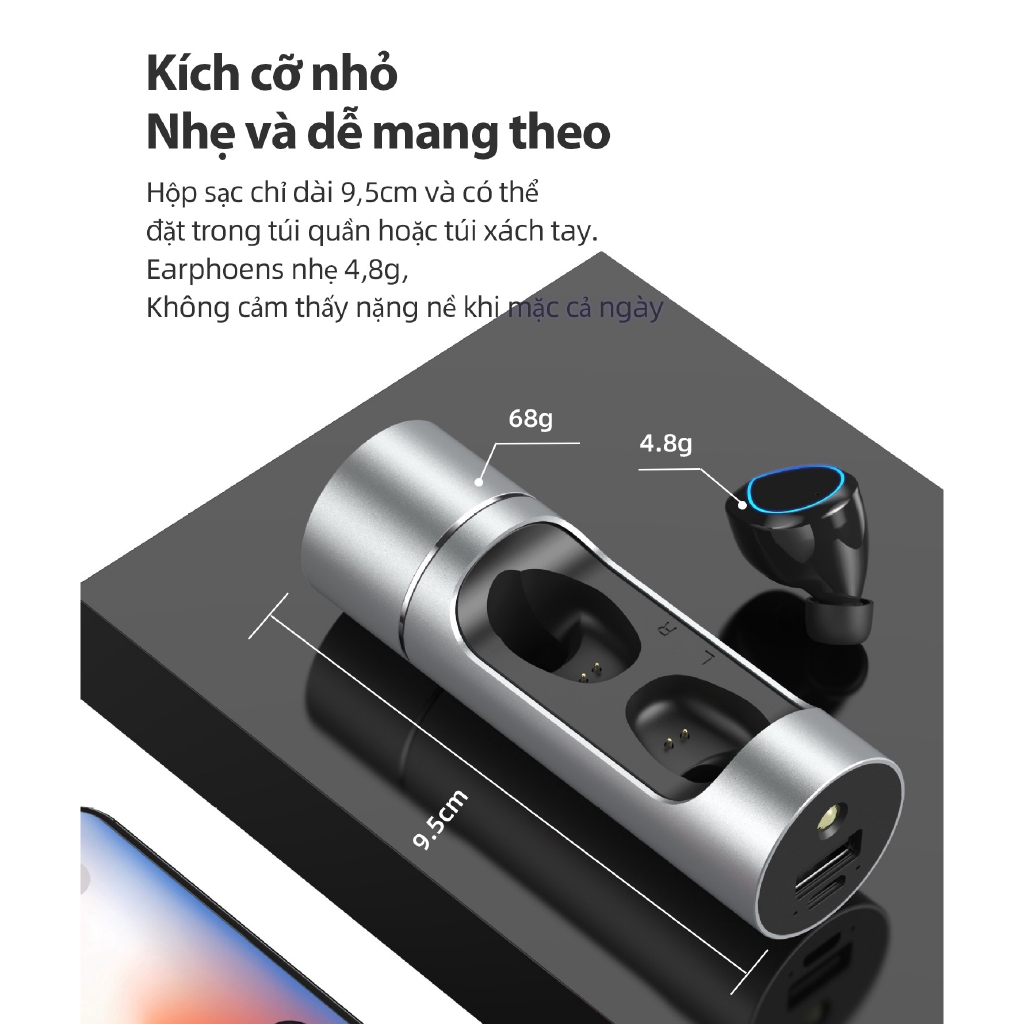 Tai nghe Bluetooth cảm ứng không dây có màn hình hiển thị chống nước tốt chất lượng cao | BigBuy360 - bigbuy360.vn