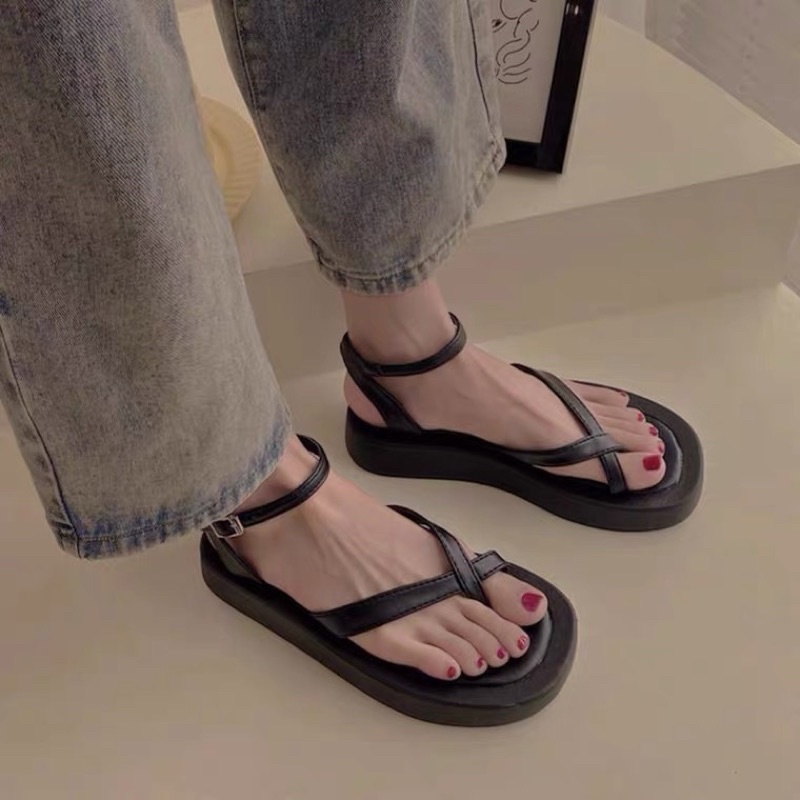 Sandal xỏ ngón quai chéo mảnh đế cao