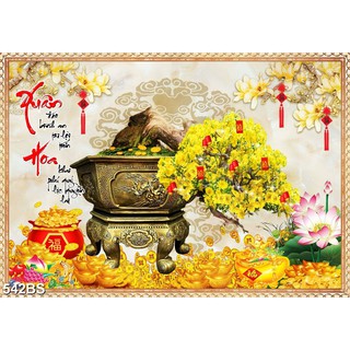 TRANH DÁN TƯỜNG BONSAI ĐÀO MAI KHOE SẮC ĐÓN TẾT - TRANH DÁN TƯỜNG CHẬU CÂY CẢNH BONSAI