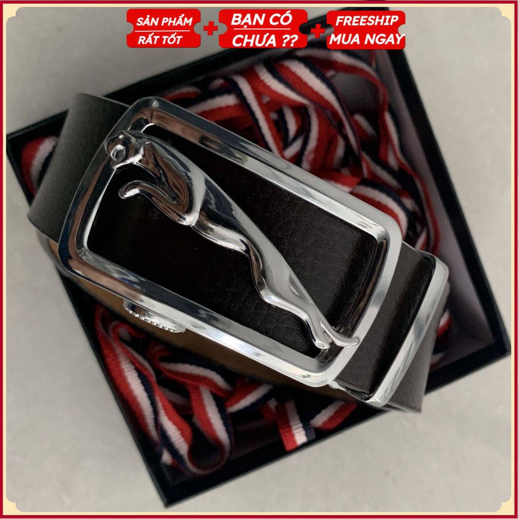 Thắt Lưng Da Nam Cao Cấp Khóa Tự Động. Dây Da Bò 100% Chính Hãng JAGUAR XF Mạ Bạc Gu Nam Tính GC1955