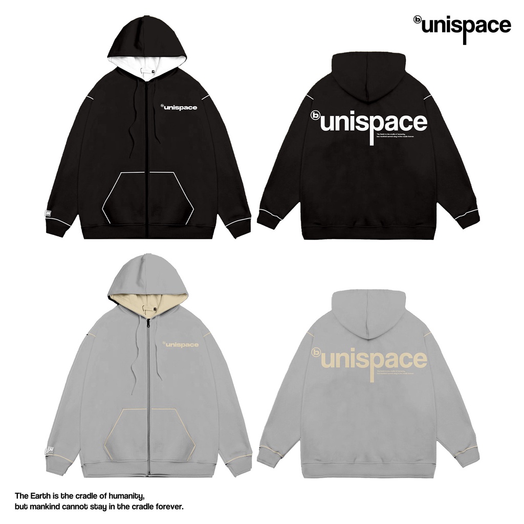 Áo hoodie zip local brand By UniSpace áo khoác unisex nam nữ form rộng vải nỉ signature ver 1 | BigBuy360 - bigbuy360.vn