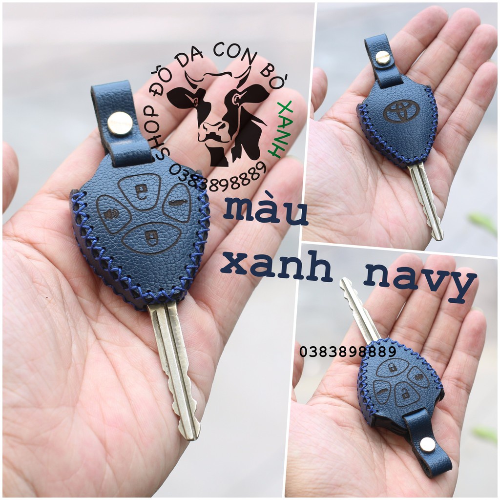 [Xanh navy] Bao da chìa khóa Toyota Vios, Yaris, Innova, Altis, Fortuner, Hilux, Camry 2006 - 2012 (chìa cơ) 001