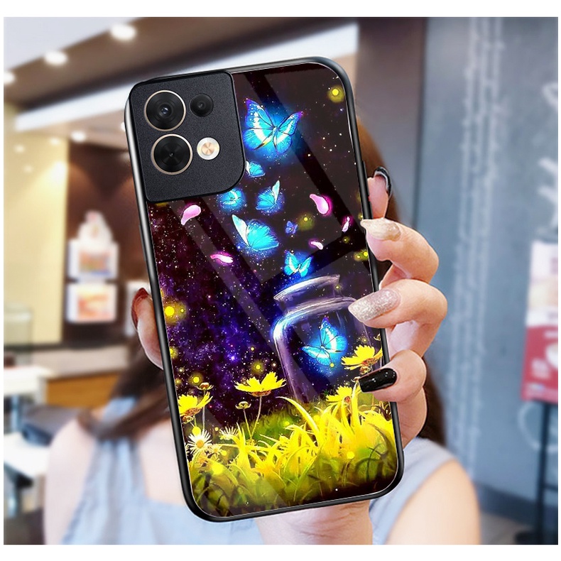 Ốp Lưng OPPO RENO 8 4G, RENO 8 5G, RENO 8Z 5G mặt kính cường lực cao cấp
