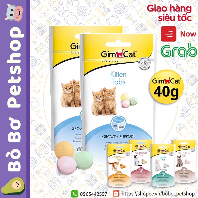 GimCat Kitten Tabs - Viên snack cho mèo con 40g