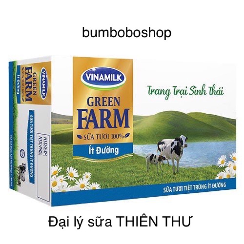 Thùng 48 hộp sữa VINAMILK GREEN FARM ít đường 180ml