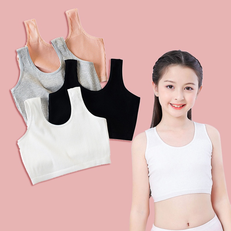Áo Ngực Thể Thao Không Gọng Bằng Cotton Mềm Mại Thân Thiện Với Da Dành Cho Bé Gái 6-12 Tuổi