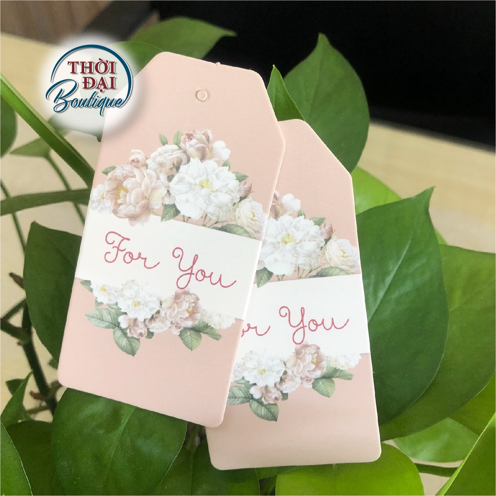 100 Tag / Thẻ Treo Giấy "Especially For You" Tone Hồng Các Loại Hoa