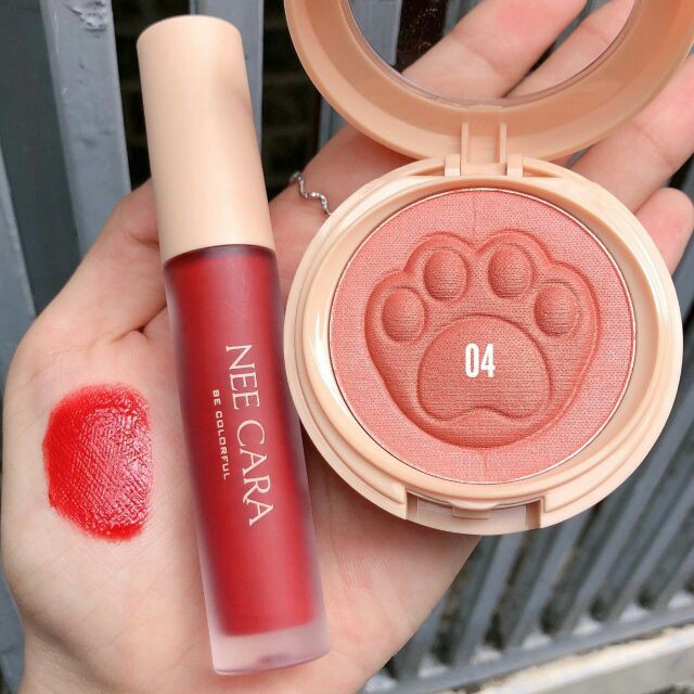 Set son kem kèm phấn má Nee Cara MEOW Blush & Lip Glaze Makeup Kits | BigBuy360 - bigbuy360.vn