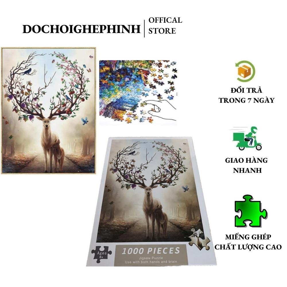 Bộ Tranh Ghép Xếp Hình 1000 Pcs Jigsaw Puzzle Chú Hươu Huyền Bí Bản Đẹp Cao Cấp-H11