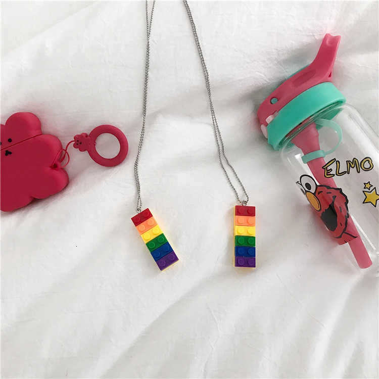 [Free Shipping] Dây Chuyền Mặt Hình Khối Cầu Vồng Phong Cách Hip Hop 2268 Dành Cho Cặp Đôi