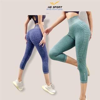 Quần Tập Gym, Zumba, Yoga, Thể Thao Nữ, Quần Lửng Dệt Kim Lưng Cao, Nâng Mông QLD402