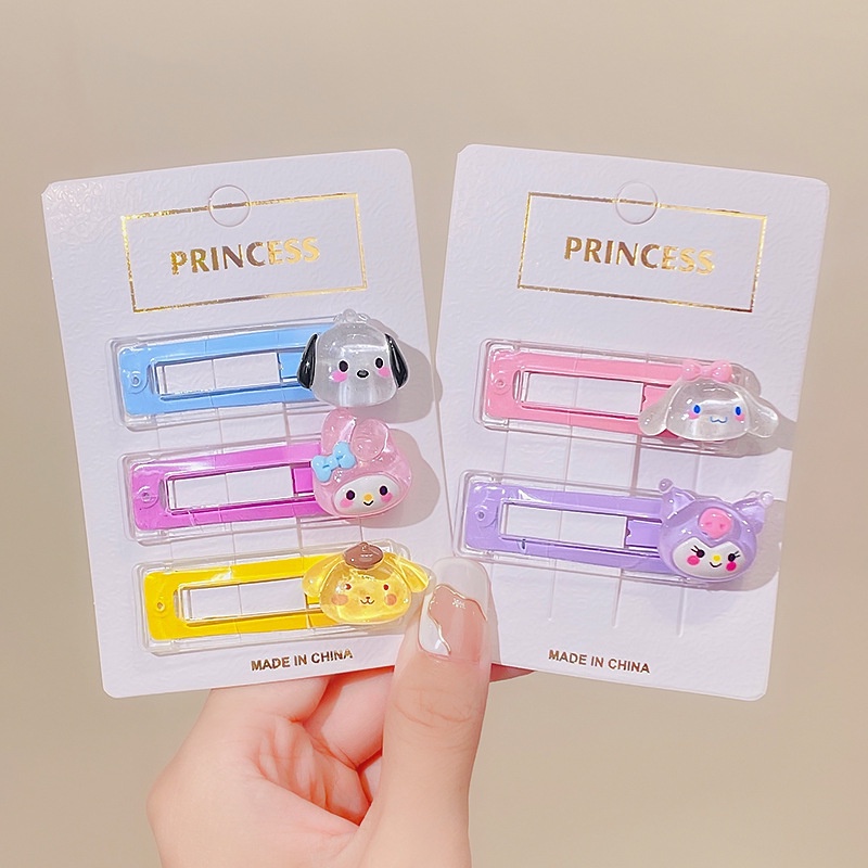 Kẹp Tóc / Kẹp Tóc Hoạt Hình Sanrio Kulome / Cún / Hello Kitty Bằng Acrylic Phát Sáng Phong Cách Hàn