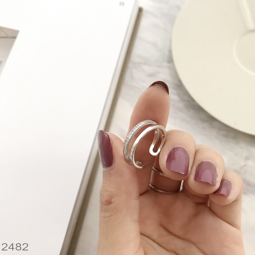 Nhẫn Nữ Eleanor Bạc 925 Cao Câp Thiết Kế Cách Điệu 2 Vòng Sang Trọng - SP002482