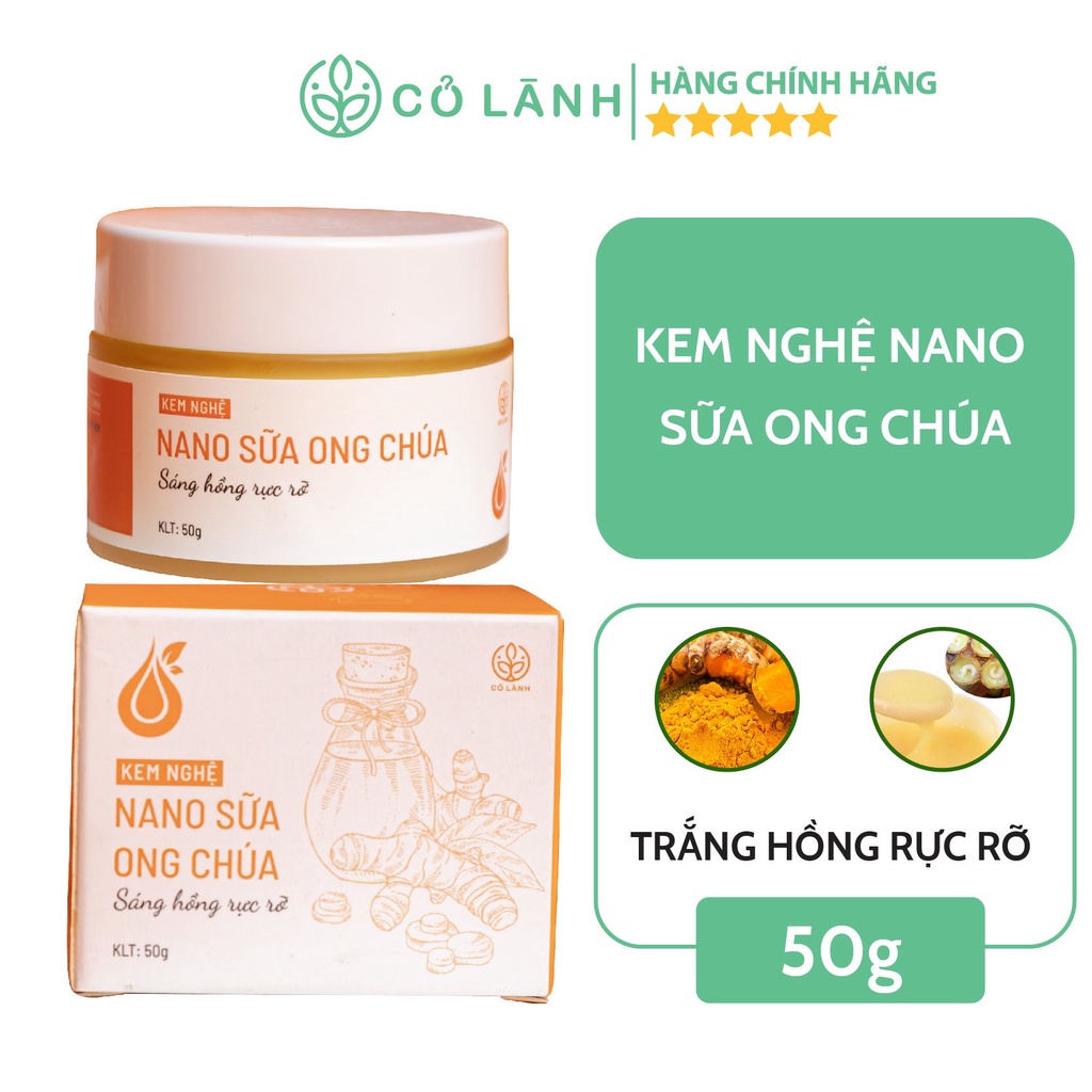 Kem nghệ sữa ong chúa Cỏ Lành. Dưỡng trắng, mờ thâm nám. Đặc biệt phù hợp dưỡng da cho bà bầu, mẹ sau sinh.