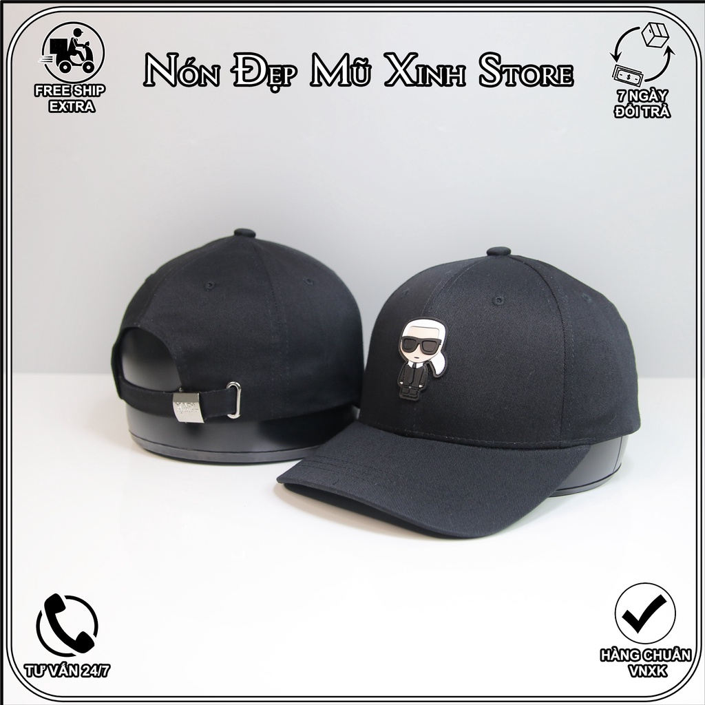NÓN LƯỠI TRAI KARL LAGERFIELD màu đen chất vải cotton nhập Hàn Quốc, logo cao su nổi 3D,