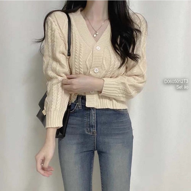 Set len áo khoác tay dài phối áo 2s 0522