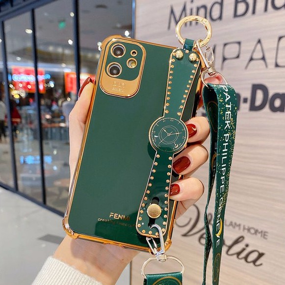 Ốp điện thoại mềm có dây đeo tay sang trọng thích hợp cho Iphone 12 Mini 11 Pro Max X Xs Xr Max 6 7 8+