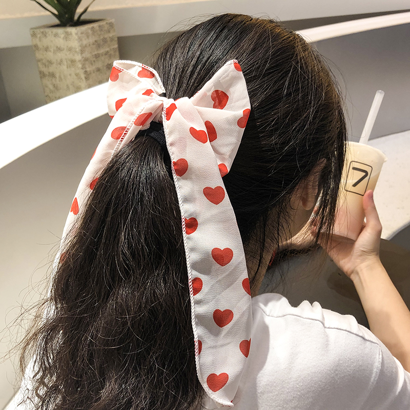 Dây buộc tóc đính nơ vải phong cách Hàn Quốc đáng yêu cho bạn nữ