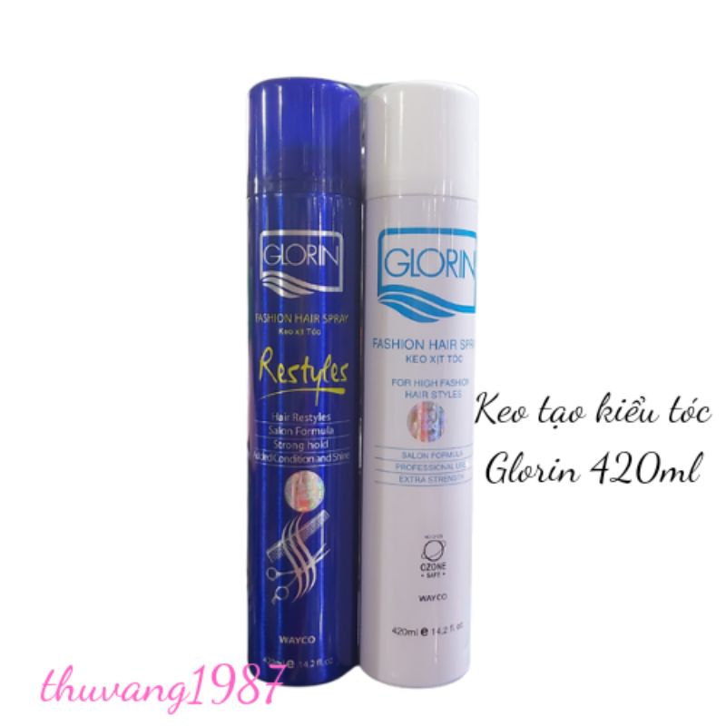 Keo xịt tóc tạo kiểu cứng và mềm Glorin 420ml