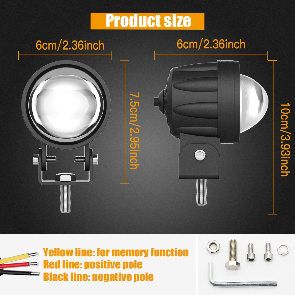 1 Cặp Đèn Pha LED 60W Chất Lượng Cao Cho Xe Hơi Xe Máy
