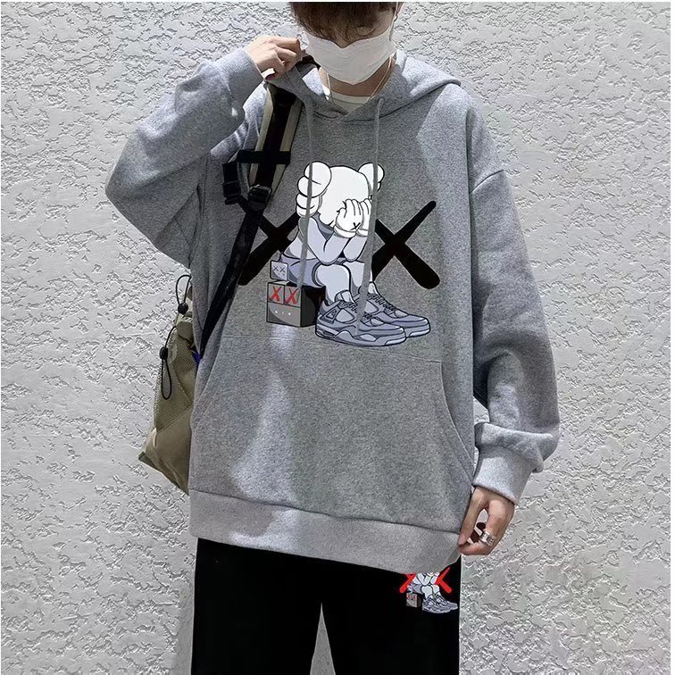 Áo khoác hoodie có mũ trùm dáng rộng thời trang cá tính M-5XL in hình Sesame Street