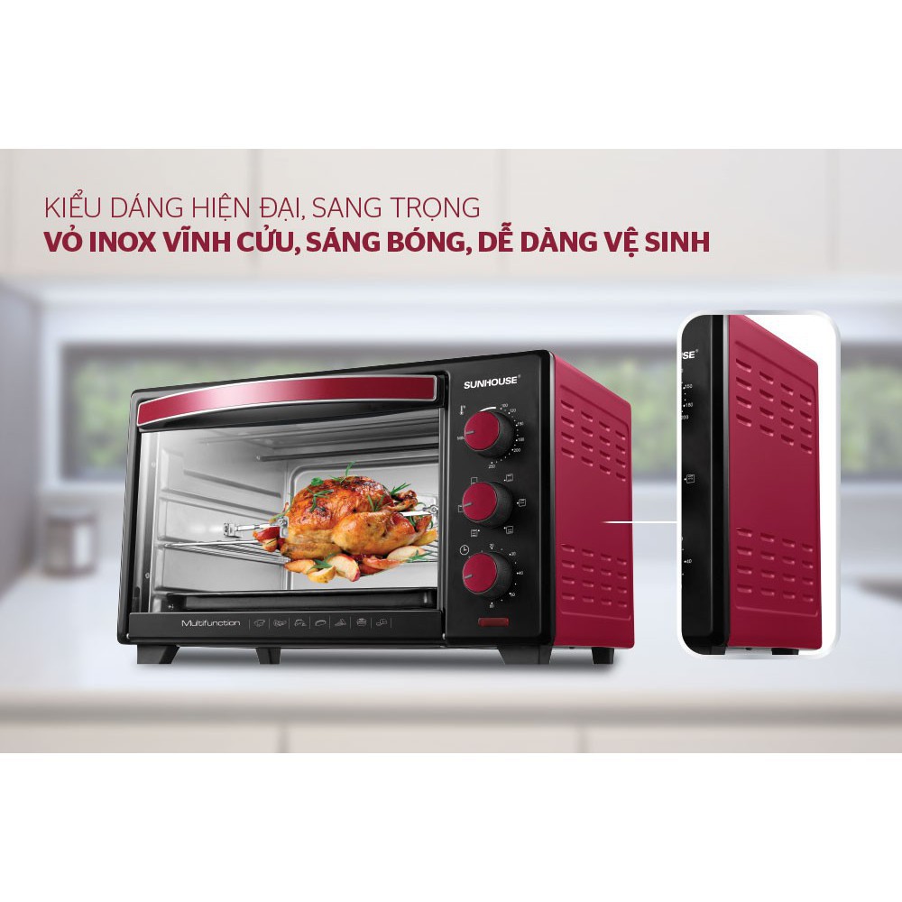 Lò Nướng Điện Sunhouse SHD4226 - Đỏ (26 Lít) - Hàng chính hãng