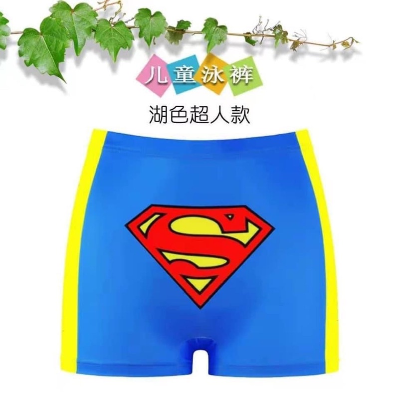 Quần bơi bé trai đồ bơi cho bé hình siêu nhân chất liệu vải con giãn