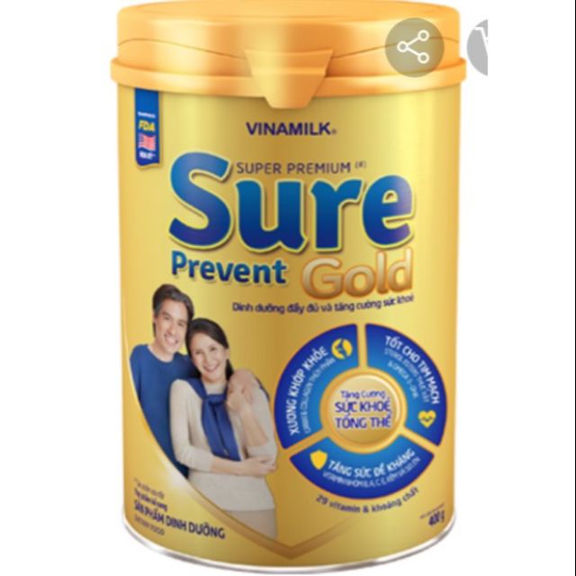 1 lon sữa sure prevent 400g (Sản phẩm không phải là thuốc & không thay thế thuốc chữa bệnh )