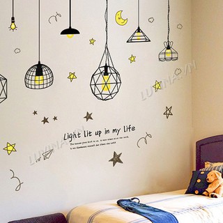 Decal dán tường trang trí quán cafe, văn phòng,phòng khách - Đèn vàng nhỏ