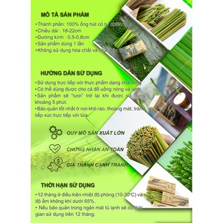 Ống hút cỏ Bàng khô (100+5 ống) [Đường kính lớn nhất thị trường]