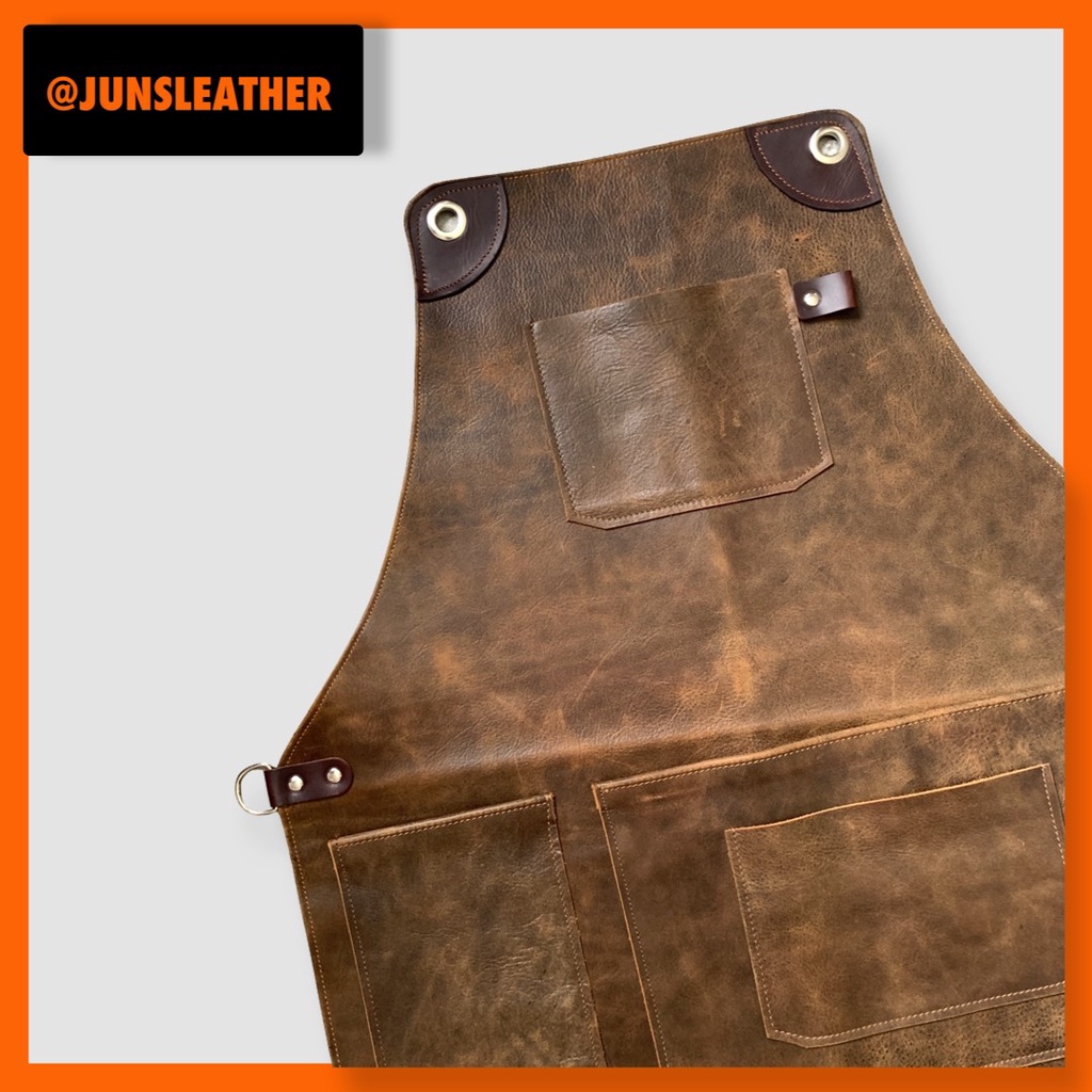 TẠP DỀ DA BÒ CAO CẤP của Junsleather dành cho Barista và Bartender Cam kết da thật 100%