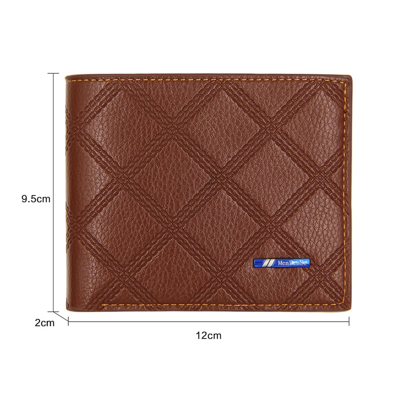 Ví nam da PU GT Wallet, bóp gập thiết kế sọc caro V017