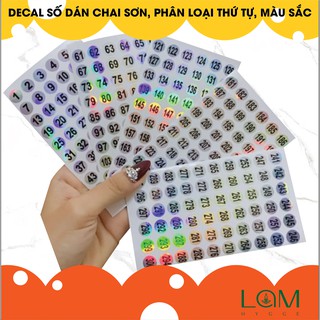 DECAL SỐ DÁN CHAI SƠN, MÃ DÁN NẮP, TEM SỐ PHÂN LOẠI THỨ TỰ, MÀU SẮC