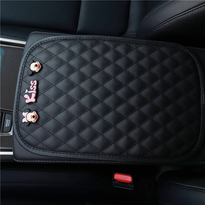 Creative Cute Car Central Armrest Box Mat Universal Car Cartoon Decorative Leather Car Women's Gloves tKYJ