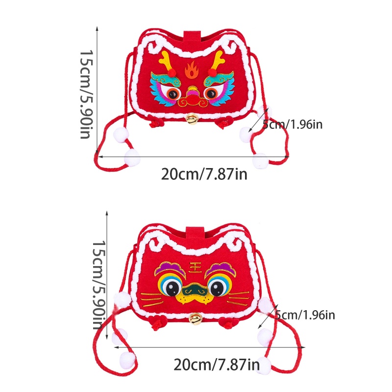Túi Đeo Chéo Hình Rồng Hoạt Hình Thủ Công Phong Cách Trung Hoa