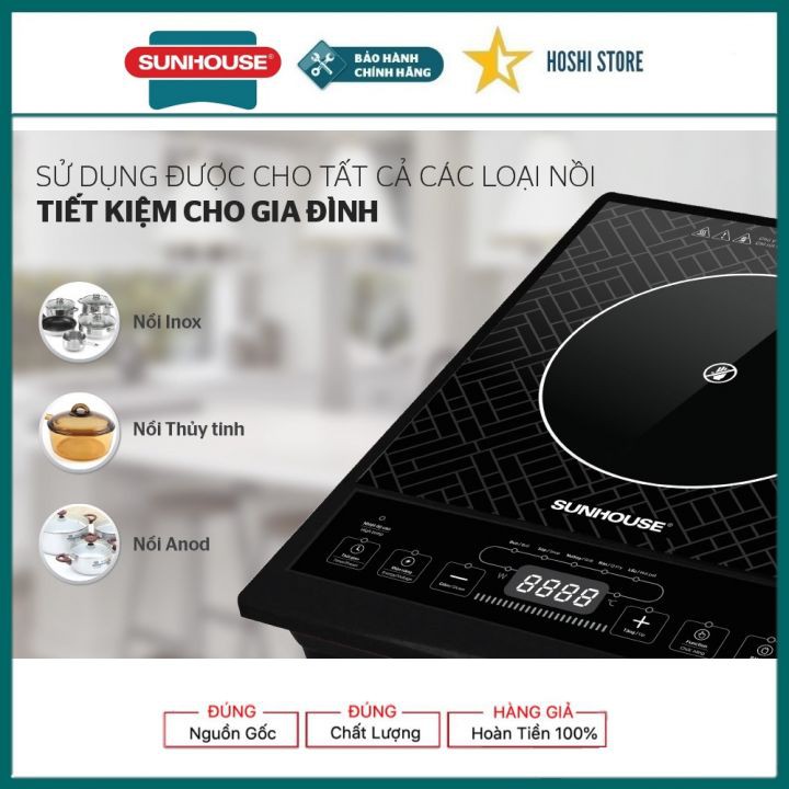 Bếp hồng ngoại cơ SUNHOUSE SHD6011, mặt bếp cường lực siêu bền chịu nhiệt, dùng được tất cả các loại nồi